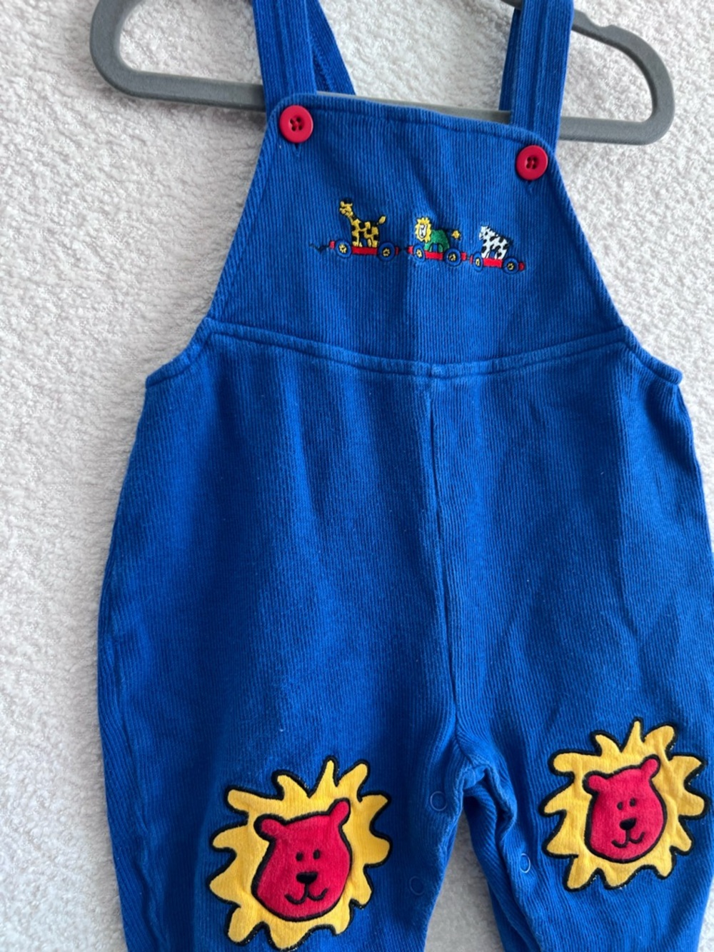 Vintage Retro Infant Blue Red Animals Overalls Lions Size 12 Months - Picture 6 of 9